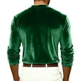 thumbnail image 4 of Dresfit Velvet Shirt for Men Henley Long Sleeve Carnival Shirts Summer Spring Big and Tall V Neck Pullover Loose Fit Velour Mardi Gras Party Tops Green M, 4 of 5