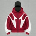 thumbnail image 6 of Homeyce Mens Balaclava Hoodie with Warm Face Mask Full-Zip Hoodie Double Hooded Windproof Jacket Hoodie Balaclava Outdoor Athletic Hop Y2k Clothing,Red M, 6 of 6