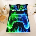 thumbnail image 5 of Erosebridal Green Blue Console Queen Sheet Sets For Kids Boys,Teens Gamepad Gaming Bed Set For Gamer 4pcs, 5 of 6