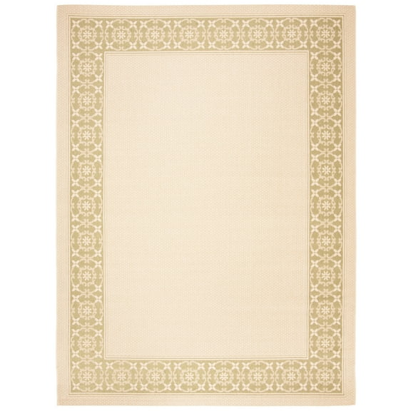 SAFAVIEH Courtyard Kian Bordered Indoor/Outdoor Area Rug, Cream/Green, 8' x 11'
