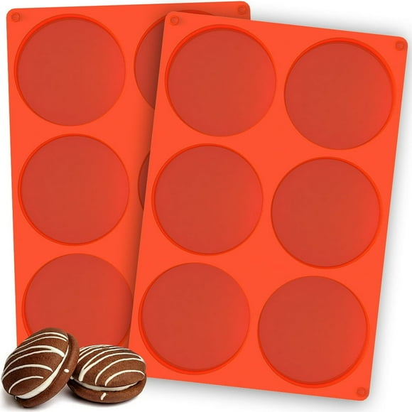 2 Pack Grands Moules en Silicone pour la Cuisson Réutilisable 6-Cavité Cuisson Moule Anti-Adhésif de Qualité Alimentaire Moule à Disque de Silicone pour Muffin Gâteau Bonbons Savon Résine Bricolage Métier