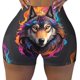 thumbnail image 2 of Balery Colorful Wolf Head Pantalones cortos de entrenamiento estampados para mujer, sin costuras, ajustados, para gimnasio, yoga, correr, deportes, ejercicio activo, fitness.-X-Large, 2 of 8
