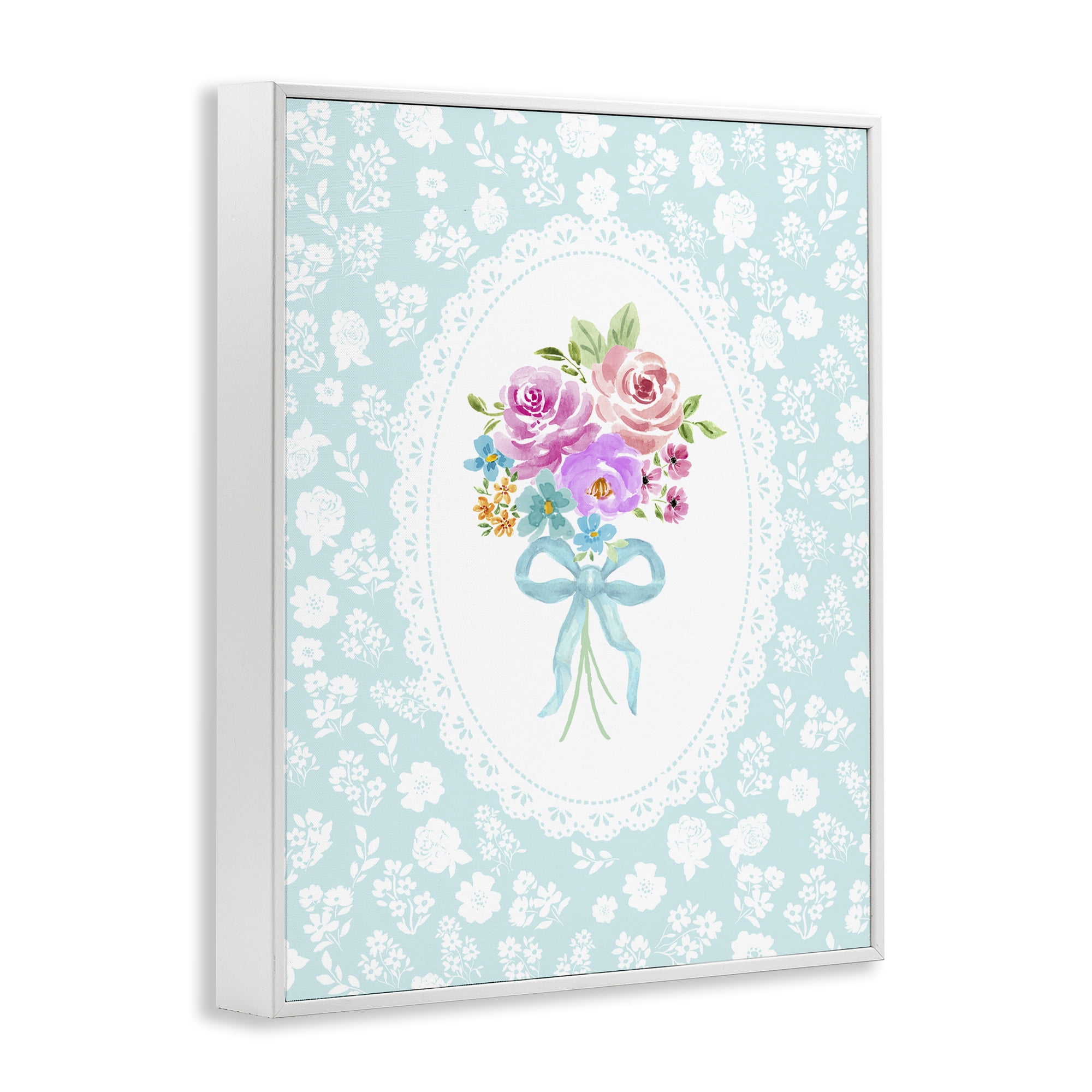 Stupell Industries Aqua Feminine Bouquet White Framed Giclee Art, design by Corinne Haig