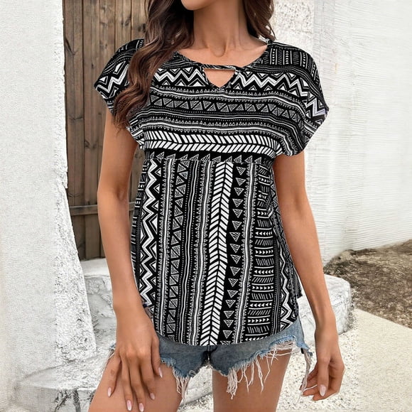 Haivin Women’s T Shirts Short Sleeve Color Block Tops Casual Summer Fashion Tees