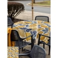 thumbnail image 5 of Outdoor Tablecloth with Umbrella Hole for Patio/Picnic/Party/Camping, Hand Drawn Lemon Waterproof Table Cloth Square Cover Washable, Blue Leaves Summer Botanical Retro (54"x 54"), 5 of 8