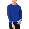 thumbnail image 1 of Hat and Beyond Mens Varsity Brushed Fleece Button Up Large Striped Collar Cuff Pocketed Coat Jacket, 1 of 6