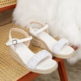 thumbnail image 5 of Dakaela Women's Espadrille Wedge Sandals Ankle Strap Platform Open Toe Dressy Summer Shoes 2.95 Inch Comfortable High Heeled Slip on Sandal White 7.5, 5 of 8