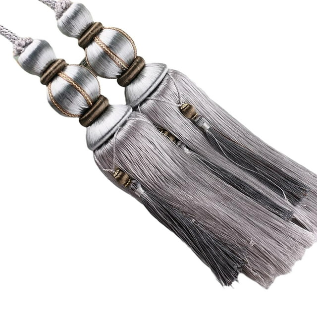 mmirethe 2pcs Polyester High Curtain Tassel Wide Application Excellent Decor Easy To Curtain Tiebacks Hanging silver gray 1Set