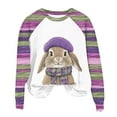 thumbnail image 4 of Goodeals Womens Easter Bunny Sweatshirt Casual Plaid Long Sleeve Shirts Fashion Cute Rabbit Tops Oversized Loose Fit Tops(Purple,S), 4 of 4