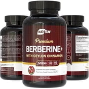 NutriFlair Berberine HCl 1200mg with Ceylon Cinnamon, 120 Capsules – High Potency Berberine Supplement, Non-GMO, Made in USA, 2-Month Supply