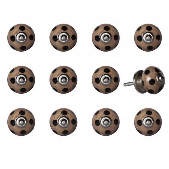Brown & Black Ceramic, Metal Knob - 1.5 x 1.5 x 1.5 in., Pack of 12
