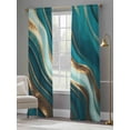 thumbnail image 4 of Teal Marble Sheer Curtains 96 Inch Length 2 Panels Set, Modern Abstract Gold Fluid Art Voile Window Treatment Semi Sheer Long Curtains Drapes for Bedroom/Living Room/Kitchen 52"x96"x2, 4 of 7