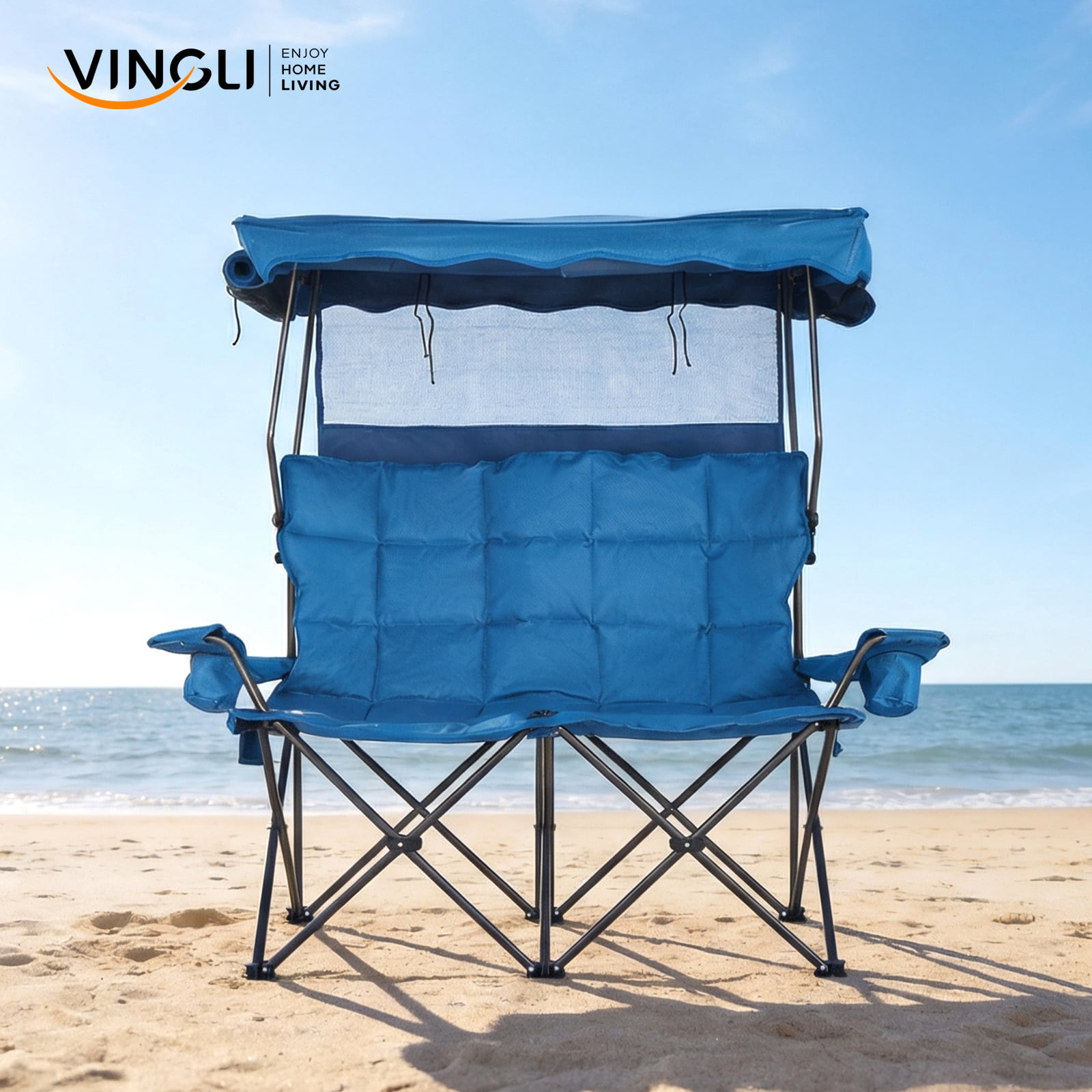 Ktaxon Double Camping Chair w/Shade Canopy, Folding Two Person