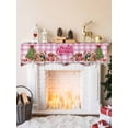 thumbnail image 2 of Christmas Cats Mantel Scarf Fireplace Decorations for Living Room, XmasTree Winter Gifts Floral Pink Plaid Fireplace Mantel Scarf Cover Runner for Halloween/Thanksgiving/Christmas Decor 60"x17", 2 of 6