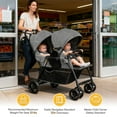 thumbnail image 3 of Vomeast Double Stroller for 2 Kids, Foldable Twin Stroller with Adjustable Canopy, Reclining Seat & 5-Point Harness, Lightweight Travel Strollers for toddler infant, Grey, 3 of 13