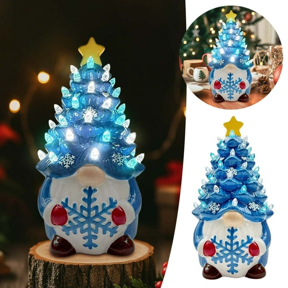 Christmas Decorations - 8.3 inch Lighted Up Ceramic Christmas Tree Small Mini Prelit Xmas Holiday Decor for Tabletop Home Room Table Fireplace Office