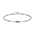 thumbnail image 2 of Angara Natural 6x2mm London Blue Topaz Chain Bracelet in 14K White Gold for Women, 2 of 8