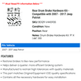 thumbnail image 2 of Rear Drum Brake Hardware Kit - Compatible with 2007 - 2017 Jeep Patriot 2008 2009 2010 2011 2012 2013 2014 2015 2016, 2 of 2