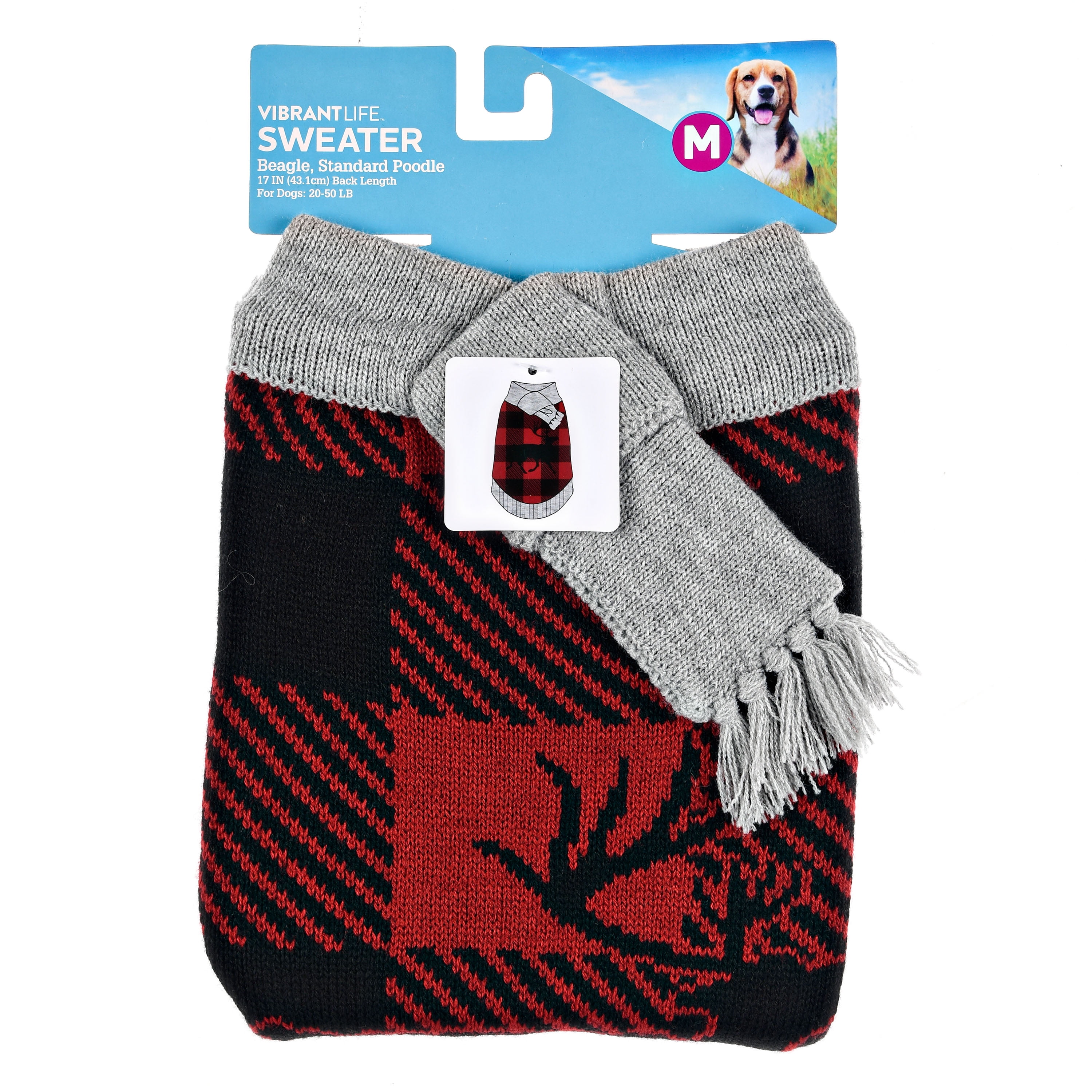 Vibrant Life Plaid Elk Dog Sweater, XSmall