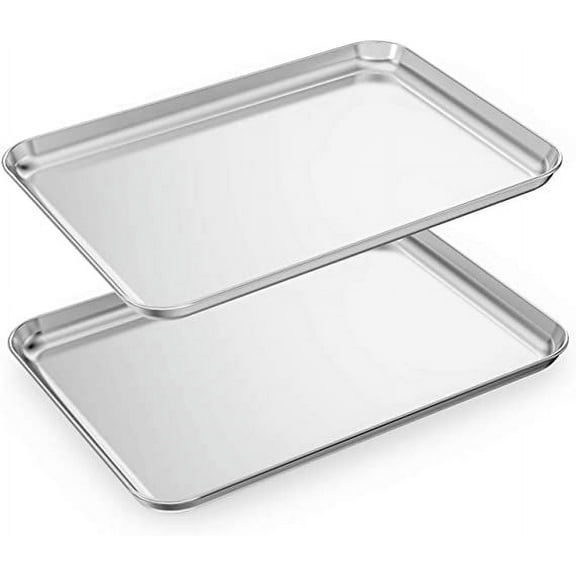 Sheet Pan Baking Sheets - 2 Pack Stainless Steel Baking Pans Aluminum Half Sheet Baking Pan 16 x 12 inches Baking Sheet Set is Rust & Warp Resistant, Heavy Duty, of Thick Gauge