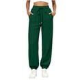 thumbnail image 2 of Karymi Workout Shorts Women Vertical Seam Jogger Sweatpants, Adjustable Drawstring Elastic Waist, Side Pockets, Elastic Ankle Cuffs Loose Fit Solid Trousers, 2 of 6