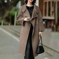 thumbnail image 2 of Women's Coats Shawl Collar Button Down Maxi Wool Coats Long Shawl Scarf Jackets Woolen Blend Trench Coat with Pockets, 2 of 5
