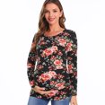 thumbnail image 3 of Bearsland Women's Long Sleeve Maternity Shirts Casual Tunic Side Ruched Tops Pregnancy Clothes 3-Pack, 3 of 9