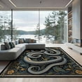thumbnail image 2 of ODIKA 8'x10' Washable Area Rug Non-Slip Chair-Friendly Mat Snake Moody Abstract Gothic Serpent Vintage Scroll Coiled Border for Dining Room, Large Office, Lounge, 2 of 7