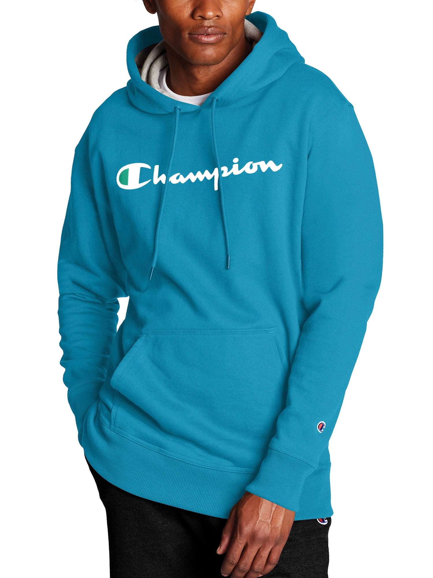 champion men's graphic powerblend fleece pullover hood