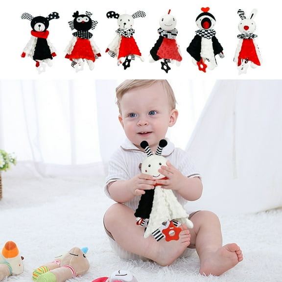 Oefntac 2 Year Old Toys High Contrast Security Blanket with Jingle Crinkle Sound Paper Soft Kids Unisex Kids Gifts for Boys and Girls Kids Snu-ggle Toy Kids Stuffed