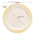 thumbnail image 3 of Smarty 10.25" Ivory Gold Harmony Rim Plastic Dinner Plates 120ct, 3 of 6