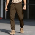 thumbnail image 2 of Men's Cargo Jogger Pants - Belted Waist for Outdoor Activities & Daily Wear Coffee S, 2 of 5