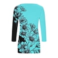 thumbnail image 6 of Women's 3/4 Sleeve Tops Floral Printed Square Neck Tee Shirt Plus Size Casual Trendy Tunic Tshirts S-5X (M, Blue), 6 of 7