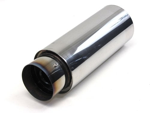 N1 Style Burnt Tip Muffler - 4" Tip, 2.5" Inlet, Stainless Steel Universal Exhaust