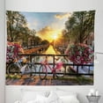 thumbnail image 1 of City Tapestry, Holland Amsterdan Urban Photo with Sunset over Canal and Bicycles Floral Balls, Fabric Wall Hanging Decor for Bedroom Living Room Dorm, 5 Sizes, Multicolor, by Ambesonne, 1 of 1