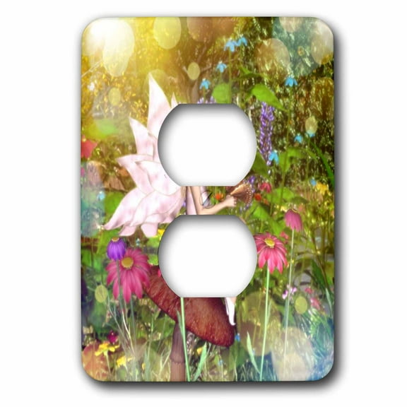 3dRose, Magical Fairy With Butterfly Friends, 2 plug outlet cover