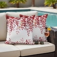 thumbnail image 4 of Red Eucalyptus Leaves Outdoor Waterproof Pillow Covers, Summer Botanical Weeping Decorative Square Throw Pillowcase Sofa Cushion Sham for Patio/Couch/Chair, 26"x26" 2 Pack, 4 of 8