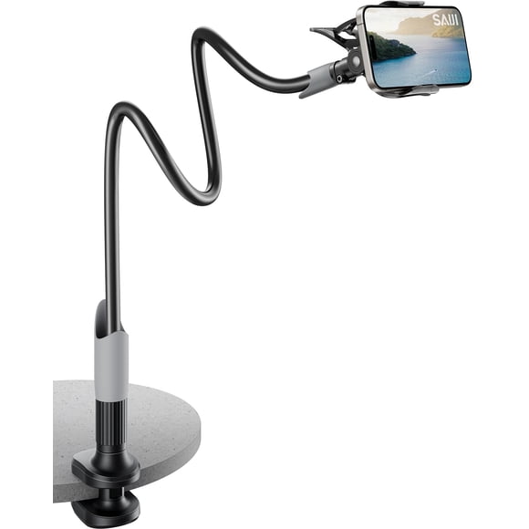 Soporte SAIJI para cama con cuello de cisne, brazo largo y flexible, negro