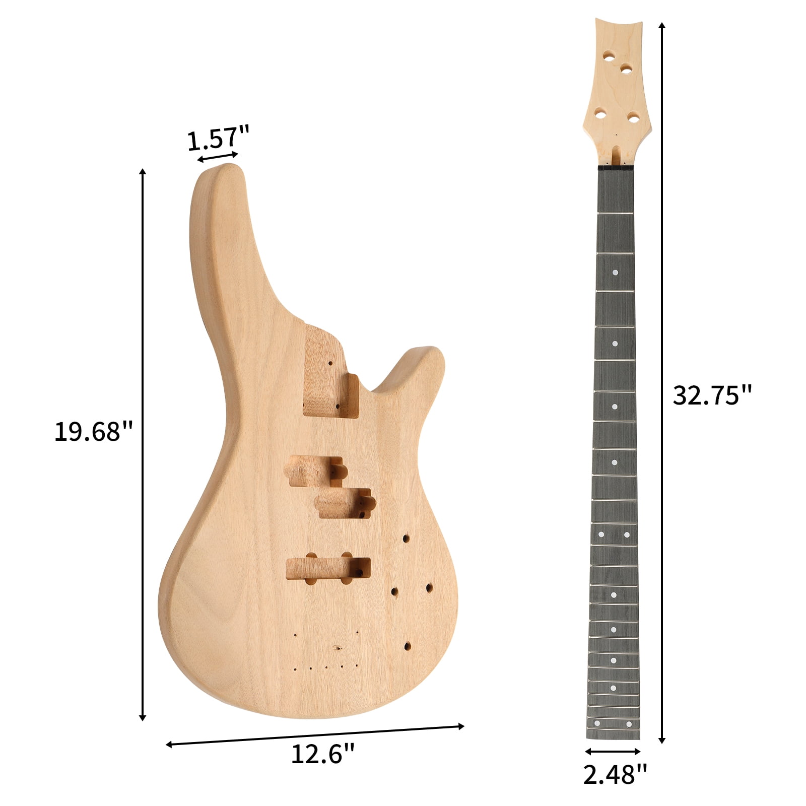 Ktaxon DIY Electric Bass Guitar Kits 44in 4 String with Mahogany Body, Maple Neck and Accessories-IB