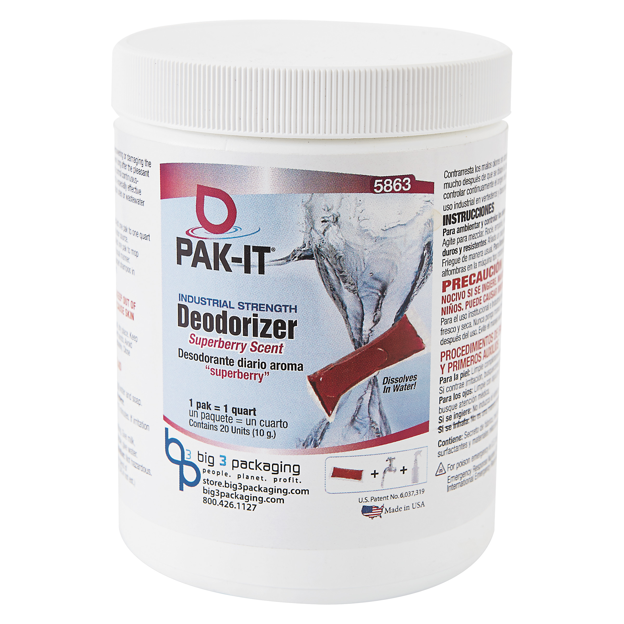 IndustrialStrength Deodorizer, Superberry, 20 PAKITs/Jar