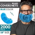 thumbnail image 2 of Blue Disposable Beard Nets for Work, 18 Inch. Pack of 2000 Polypropylene Disposable Beard Covers for Men with Elastic Bands. Breathable Beard Covers Nets for Cooking, Cleaning and Food Service, 2 of 7