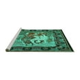thumbnail image 2 of Ahgly Company Machine Washable Indoor Round Medallion Turquoise Blue French Area Rugs, 4' Round, 2 of 4