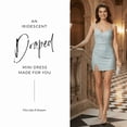 thumbnail image 2 of David’s Bridal, The Edit by DB Studio Women's Formal Iridescent Double Strap Draped Mini Dress, Short, Novelty, 2 of 8