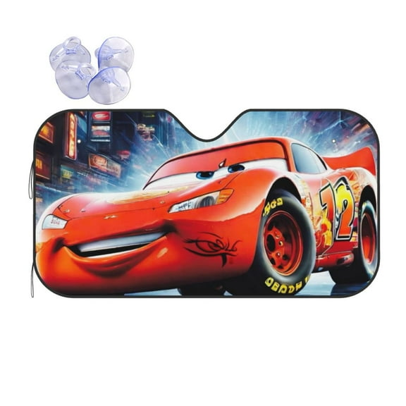 Front Windshield Sun Shade Lightning McQueen Folding Shield UV Ray Blocks Visor Protector for Car Truck SUV Medium
