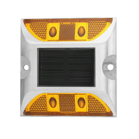 Solar Decking Light, Aluminum Road Ground Lights Driveway Marker Lights Solar Lights Outdoor Driveway Dock LED Lights for Sidewalk Pathway 4.1x4.1x0.9in Yellow