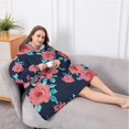 thumbnail image 5 of Oversized Wearable Blanket Hoodie,Pioneer Flower Floral Print Pattern Sherpa Blanket Hoodie with Super Pockets,Super Warm Fuzzy Pullover for Women & Men, 5 of 6