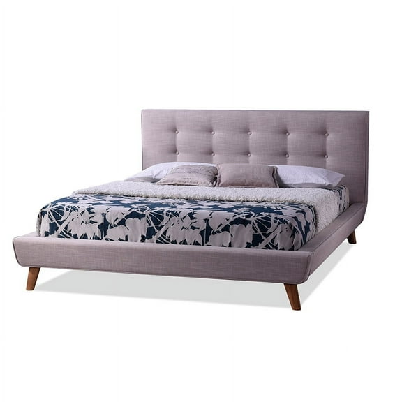 Baxton Studio Jonesy Scandinavian Style Mid-century Upholstered Platform Bed, Full, Beige