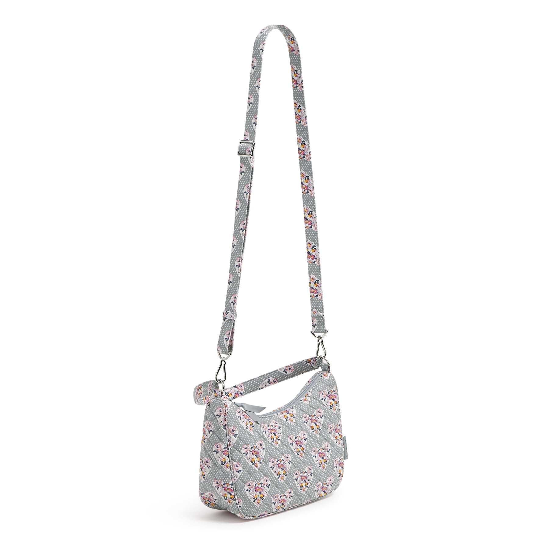 Vera Bradley Women's Cotton Frannie Crescent Crossbody Bag Mon Amour Gray