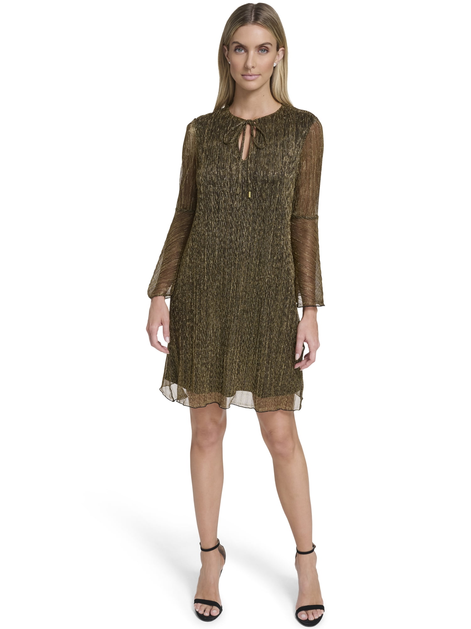Falling Flowers Women's Bell Sleeve Float Dress, Sizes XS-XL