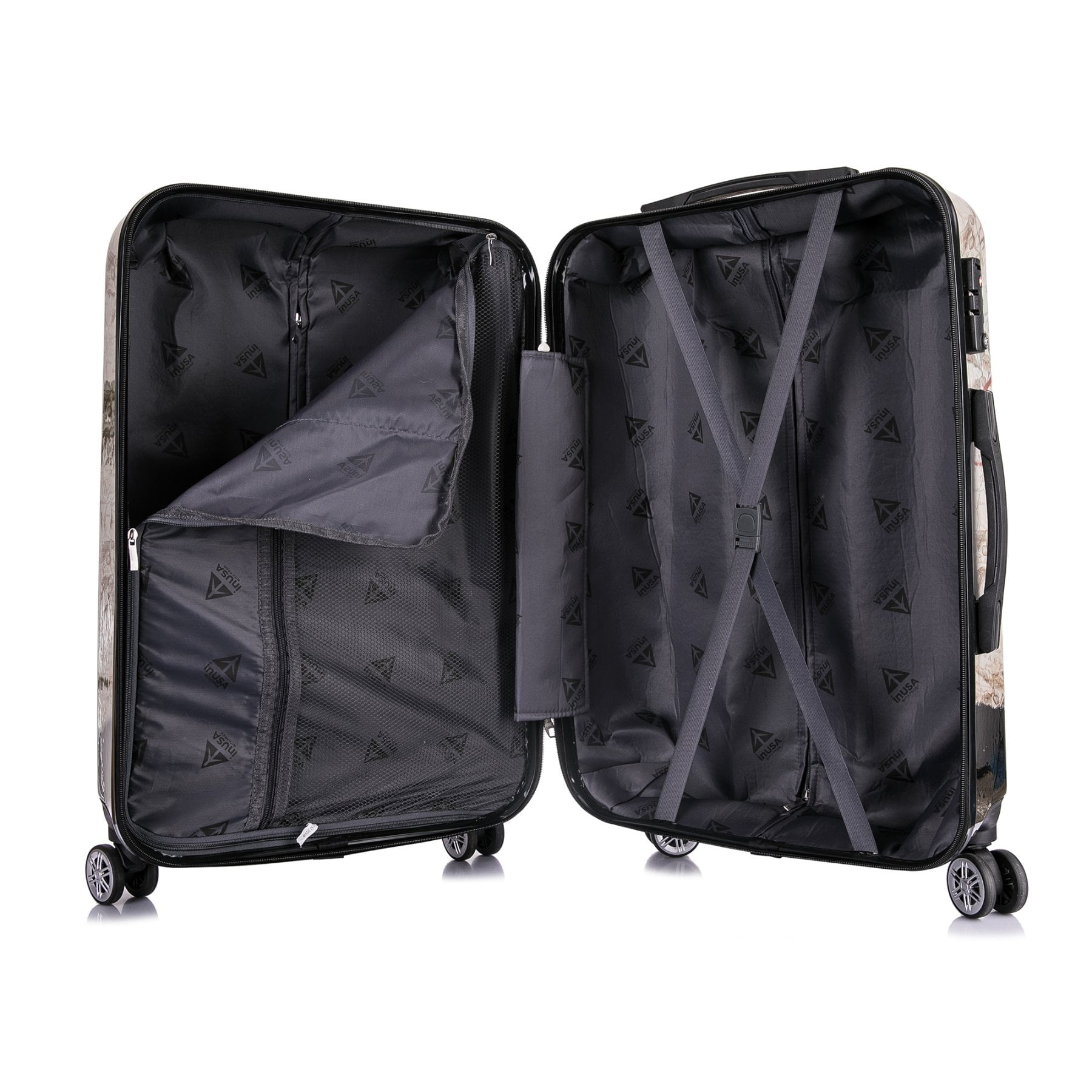 InUSA Print 28" Hardside Lightweight Luggage with Spinner Wheels, Handle and Trolley, Paris